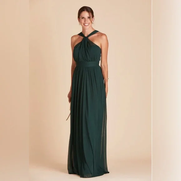 green emerald velvet dress GLS Long Formal Pleated Empire Waist Prom Dress - Rose Gold - Sleeveless Illusion V-Neck - Size Xs